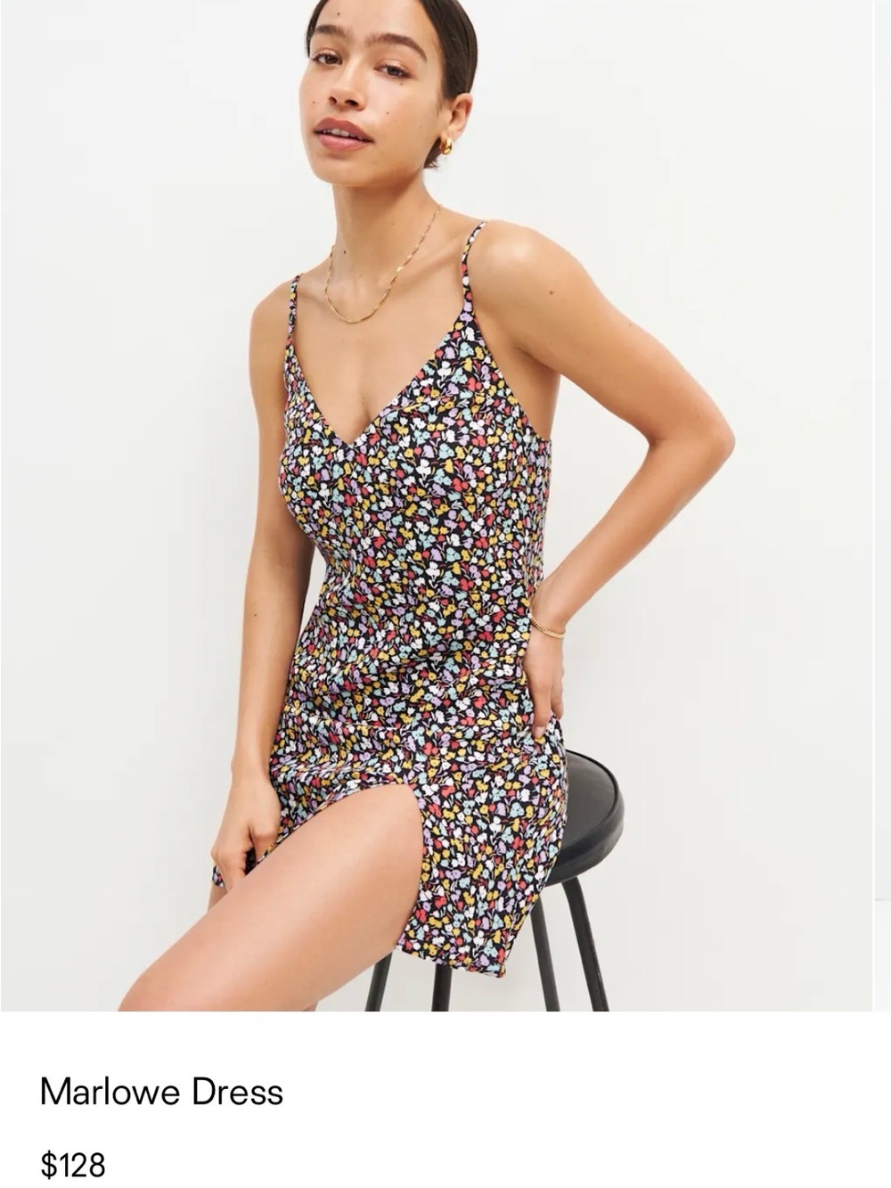 Reformation Black Floral Slip Mini Dress
